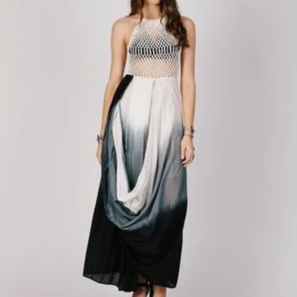 black beaded maxi dress Beki Beaded Mesh Maxi Dress